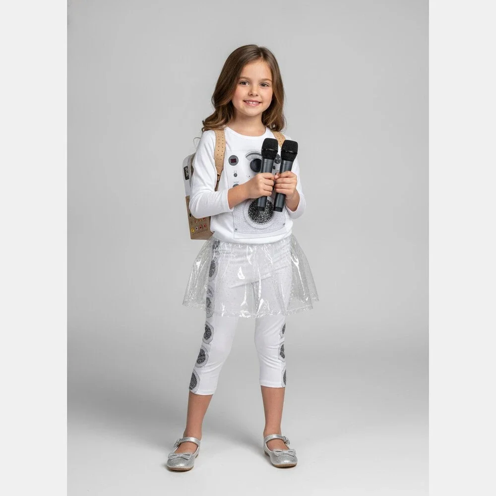 Singing Machine White Karaoke Kit | Kids OS Size Includes Microphones